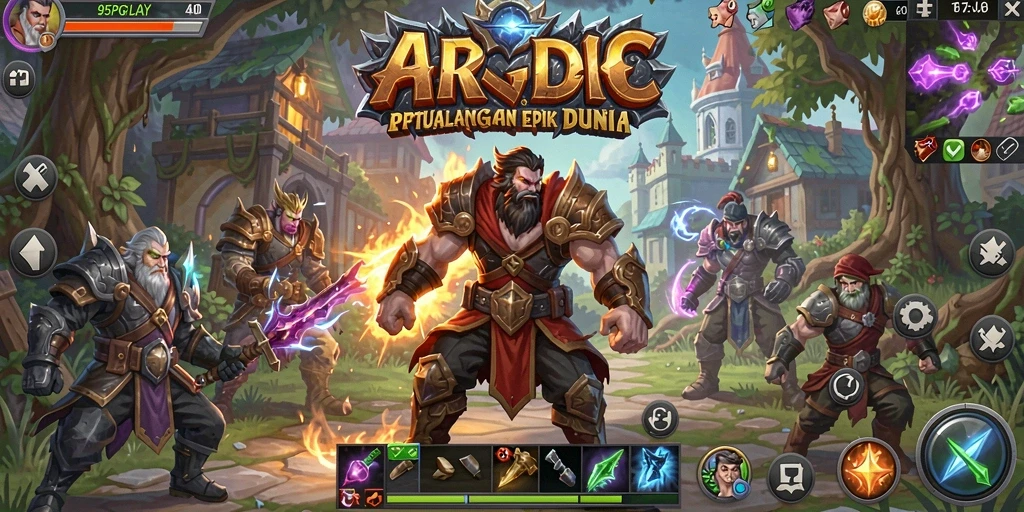 Screenshot gameplay 95PGPLAY menampilkan aksi pertempuran mendebarkan.