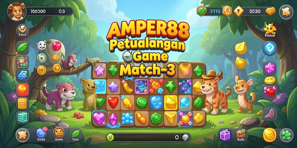 Screenshot gameplay AMPER88 menampilkan serunya mencocokkan item di Match-3.