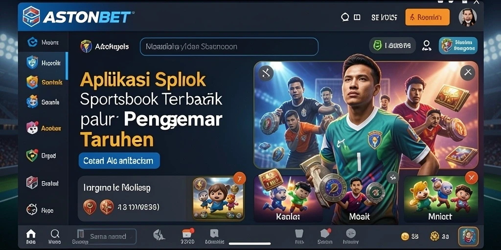 Screenshot utama ASTONBET menampilkan antarmuka taruhan olahraga yang menarik.