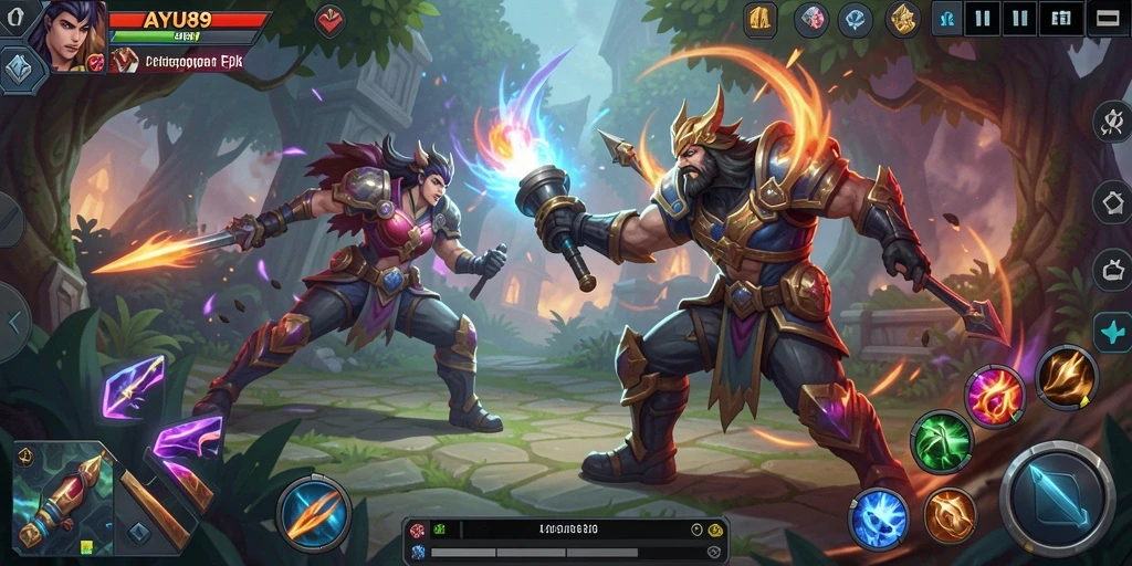 Tampilan aksi seru dari gameplay MOBA AYU89 yang menegangkan.