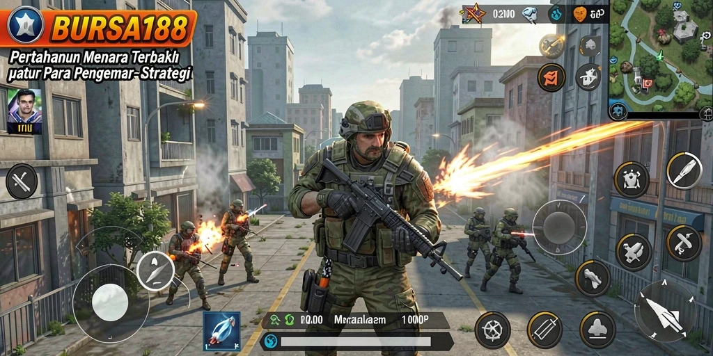 Menampilkan gameplay BURSA188 dengan strategi Tower Defense yang intens.