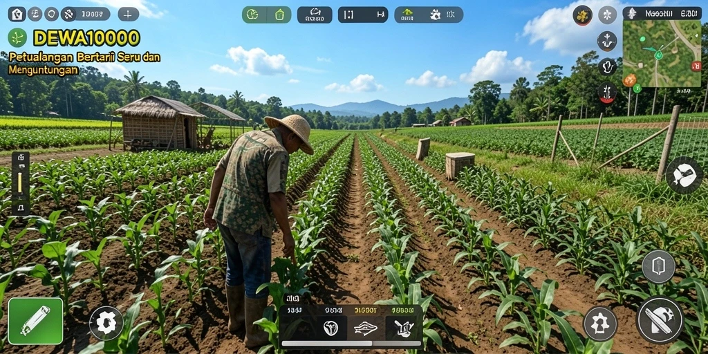 Screenshot gameplay DEWA1000 menampilkan aktivitas bertani yang seru dan interaktif.