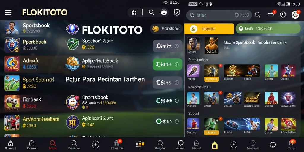 Tampilan utama FLOKITOTO yang menampilkan berbagai pilihan taruhan olahraga.