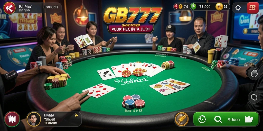 Tampilan layar utama <strong>GB777</strong> menampilkan gameplay poker yang seru dan kompetitif.