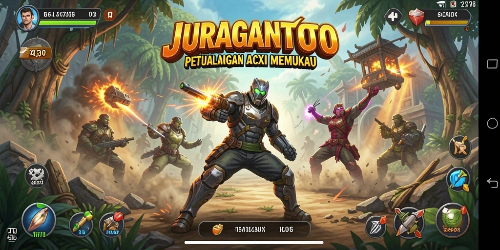 Tampilan gameplay aksi yang mendebarkan dari JURAGANTOTO.