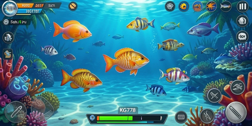 Tangkapan layar gameplay KG778 menampilkan aksi seru menembak ikan.