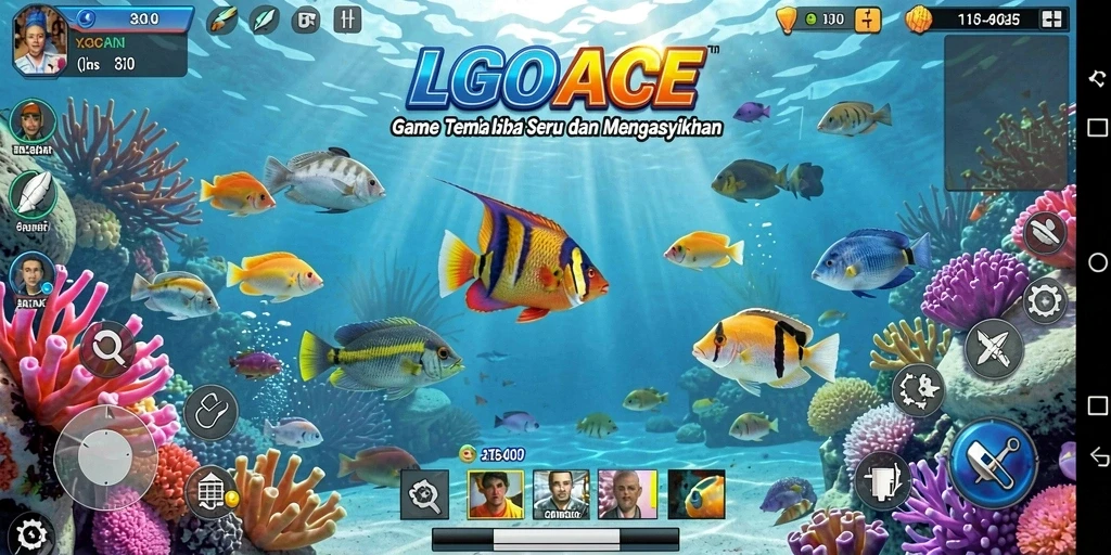 Tampilan gameplay LGOACE menampilkan aksi menembak ikan yang seru.