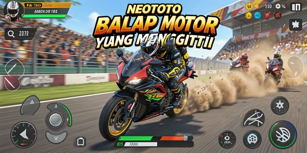 Gameplay seru pada balap motor NEOTOTO yang mendebarkan.