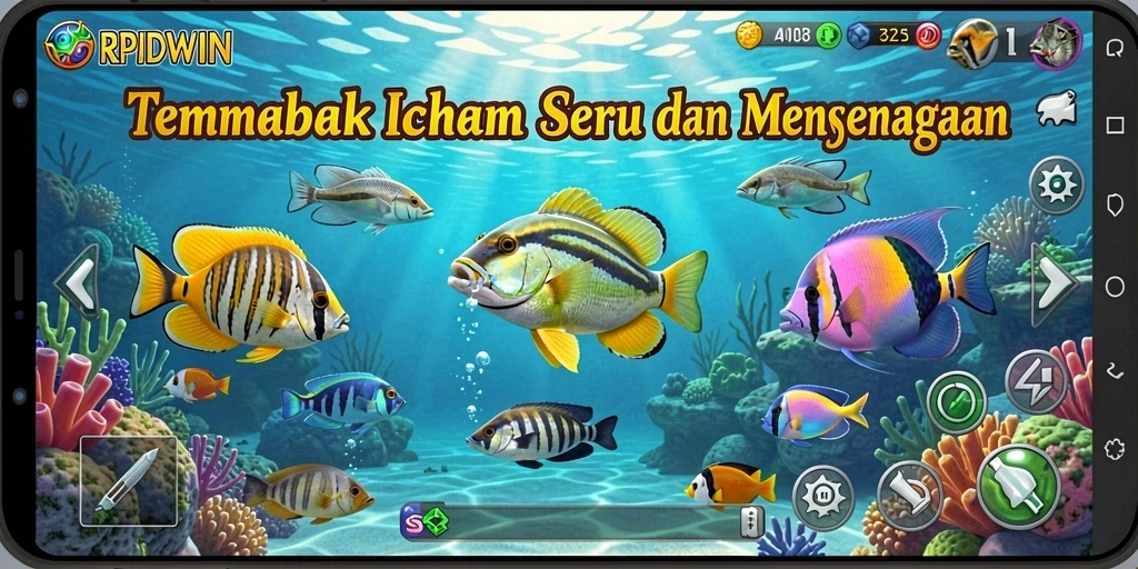 Screenshot RPIDWIN menampilkan aksi menembak ikan yang mendebarkan.