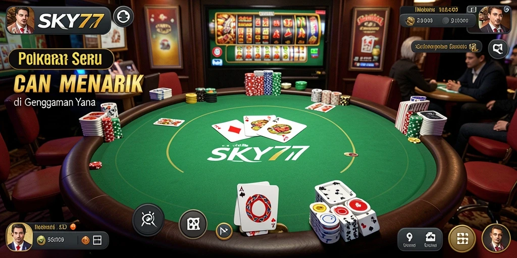 Tampilan gameplay SKY77 yang penuh aksi dan strategi poker.