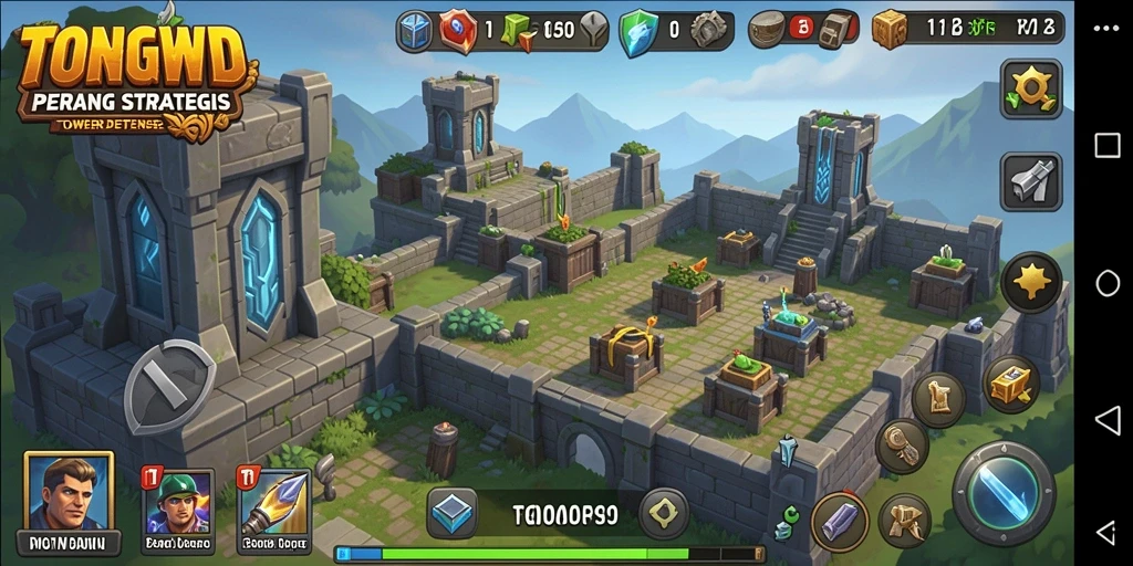 Tangkapan layar TONGWD menampilkan aksi seru dalam pertempuran Tower Defense.