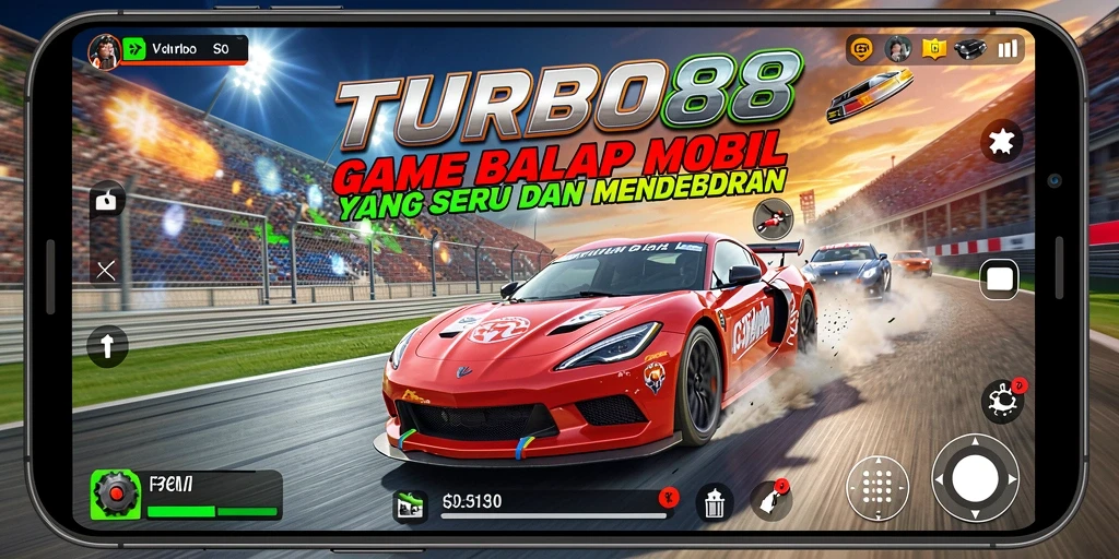 Gameplay balap mobil TURBO88 yang mendebarkan dan seru.